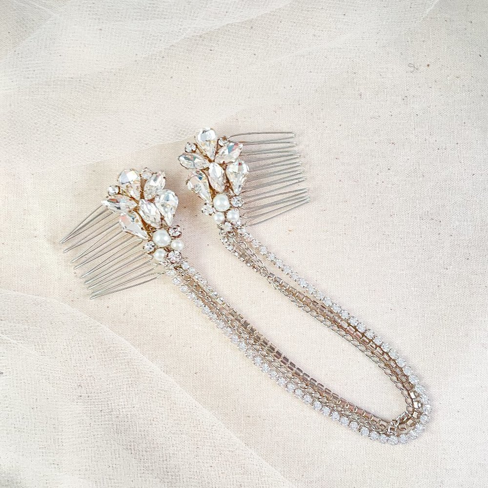 "Tina" Silver Layered Chains Hair Accessory